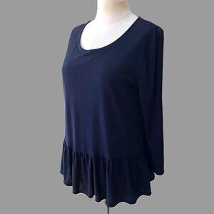 Apt. 9 Navy Peplum Blouse  Petite Large